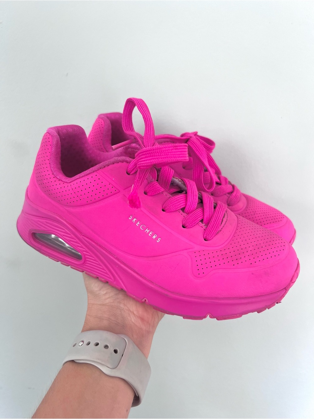 Skechers Kids Bright Hot Pink Platform Sneakers